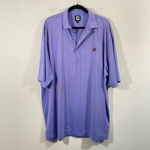 Footjoy Blue Purple Stripe Performance Short Sleeve Polo Sz XXL Colonial Springs